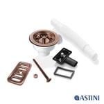 90mm Antique Copper Waste & Overflow For Astini RAK Rangemaster Ceramic Sink