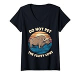 Womens Vintage Do Not Pet the Fluffy Cows American Bison V-Neck T-Shirt