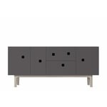 Zweed-Peep M2 Media Bench, Slate Gray / white oak