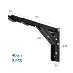 Folding Shelf Triangular Brackets Stainless Steel For Save Space Black 12 Inch