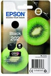 Genuine Epson 202, Kiwi Black Ink Cartridge, T02E1, C13T02E14010