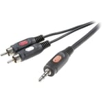 Speaka Professional - Câble adaptateur RCA/jack jack mâle 3,5 mm / 2x mâles noir 1,5 m SP-7869920 [2x Cinch-RCA mâle - 1x Jack m R841671