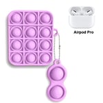Relive Stress Pop Cute AirPods Case pour AirPods 1/2&amp;Pro, Pop Bubble Silicone Antichoc Mini Case Cover avec Porte-clés