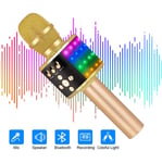 RCTOYS Upgraded Wireless Bluetooth Karaoke Microphone with Controllable Colorful LED Lights, Portable Handheld Speaker Mic Machine Gift for Birthday/Party/Family for Phone/iPad/PC