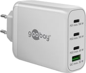 Goobay Vegghurtiglader 3x USB-C, 1xUSB-A, PD, GaN, 100W - Hvit