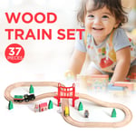 37Pcs Wooden Train Set Track Rail Railway Xmas Kid Toddler Toys Fit Thomas Brio
