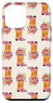 iPhone 12 mini Cowboy Boots & Flowers Preppy Pink Orange Western pattern Case