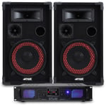 2x Max 8" PA Disco Speakers + Amplifier + Cable House Party System 500W