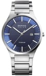 Bering 15239-777 Men's Solar Blue Face Silver Titanium Watch