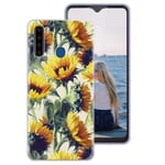 Pnakqil Blackview A80 Pro Case Clear Transparent with Pattern Cute Silicone Shockproof Soft Gel TPU Ultra Thin Rubber Protective Back Phone Case Cover for Blackview A80 Pro, Sunflower