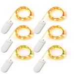 6 st Micro 2m 20 LED-lampor Batteridrivna ljusslingor Koppartrådslampor för sovrum Inomhus Utomhus Bandremslampor Utan kontakt Dekoration Ha