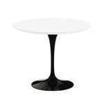 Knoll - Saarinen Round Table - Matbord Ø 91 cm Svart underrede skiva i Vit laminat - Matbord