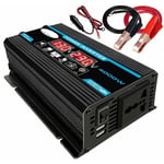 Linghhang - 4000w 12v 220v led ac car inverter chargeur adaptateur convertisseur double usb transformateur correction onde sinusoïdale - black