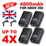 4 Pack Battery & Charger Cable for Microsoft Xbox 360 Wireless Controller Black