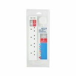 4 Socket Gang 2 Metre Surge Protected Extension Lead with 2 USB Ports-White