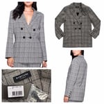 Guess MARCIANO Tartan Oversized Double Breasted Blazer Size 8 UK NEW RRP £200