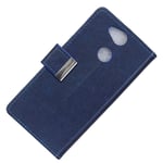 Leather Case for Sony Xperia XA2 Ultra, Multi-function Flip Phone Case with Iron Magnetic Buckle, Wallet Case with Card Slots [2 Slots] Kickstand Business Cover for Sony Xperia XA2 Ultra (Blue)