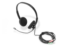 Digitus DA-12202 hörlur och headset Kabel Huvudband Kontor/callcenter Svart