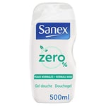 SANEX - Gel Douche Sans Savon Zéro% (0%) Peaux Normales - Sans Colorants - Formule respectueuse de la peau et contribuant au respect de l'environnement - 500 ml