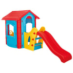 Maison de jeu en plastique avec toboggan happy house with slide - Bleu