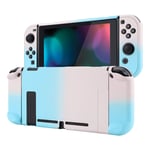 eXtremeRate PlayVital Back Cover for Nintendo Switch Console, NS Joycon Handheld Controller Separable Protector Hard Shell, Soft Touch Custom Protective Case for Nintendo Switch - Gradient Pink Blue