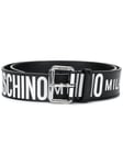 Moschino Mens  All-Over Logo Leather Belt Black IT 60- 46” New RRP £200