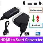Signal Converter Audio Video Cable PAL/NTSC HDMI-compatible to SCART Adapter