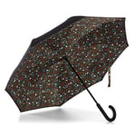 Totes Inbrella Parapluie pliable à fermeture inversée, grand motif gouttes de pluie, bleu et bleu marine, écologique, taille unique, parapluie InBrella à fermeture automatique inversée avec crochet en