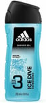 Adidas Ice Dive 3-in-1 Body, Hair and Face Shower Gel for Him 250ml 8.45 fl.oz