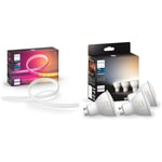 Philips Hue Gradient Light Strip 2m. for Syncing with Entertainment, Media and Music. with Bluetooth, White & White Ambiance Smart Spotlight 3 Pack LED - 350 Lumens.