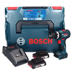 Bosch GSB 18V-90 C Perceuse-visseuse à percussion sans fil Professional 18 V 64 Nm Brushless + 2x Batteries 2,0 Ah + Chargeur +