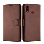 BLUEENZA Samsung Galaxy A20s Case Wallet Phone Cover Leather Case Book Heavy-Duty 360 Protection Shockproof [Magnetic Flip] [Stand Feature] [3 Card Slot][Photo ID] [Money Pocket] Brown
