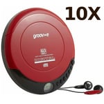 10X Groov-e GVPS110 Retro Series Personal CD Player with Earphones - Red