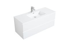 New York 120 pro hvit baderomsmøbel med slim servant - Hvit matt kompositt