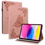 Läderfodral iPad 10.9 10th Gen (2022) Fjärilar Rosa