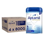 Aptamil Advanced 1 First Infant Baby Milk Powder Formula, from Birth, 800g (Pack of 4)