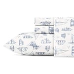 Nautica - Parure de lit pour lit Double, literie en Percale de Coton, croustillante et fraîche, décoration d'intérieur côtière (Voile en Bois Blanc, lit Double)