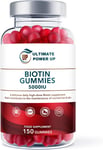 Biotin plus Pre-Mix Vitamins 5000Ug - 150 Natural Strawberry Flavour Gummies for