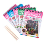NBEADS 50 Sheets Scratch Art Notes Paper Rainbow Art Doodle Pad Painting Boards with with 3 Bamboo Stylus