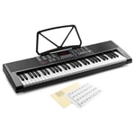 Max KB4 Electronic Keyboard 61 Key Full Size Digital Piano, with Speakers and Beginners Music Note Sheet Stickers