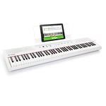 Alesis Recital White 88 Key Digital Piano Keyboard for Beginners with Semi Weighted Keys, Built-In Speakers and Piano Lessons