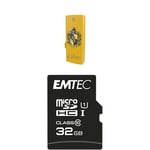 Pack Support de Stockage Rapide et Performant : Clé USB - 2.0 - Série Licence - Harry Potter Hufflepuff - 16 Go + Carte MicroSD - Gamme Elite Gold - avec Adaptateur Performance - Classe 10-32 GB