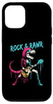 Coque pour iPhone 12/12 Pro Rock & Rawr T-Rex – Jeu de mots drôle Rock 'n Roll Dinosaure Rockstar