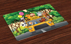 Zoo Place Mats Set of 4 Animals Balloons Bus Travel