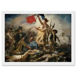 Eugène Delacroix July 28 1830 Liberty Leading the People Revolution Reproduction Painting Artwork Framed Wall Art Print A4