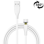 MDLIX DTJ ATT 1m 540 Degree Rotating USB Magnetic Charging Cable, No Charging Head (Black) (Color : White)