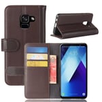 Samsung Galaxy A8 2018 Plånboksfodral i Äkta Läder, Brun