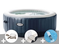 Kit spa gonflable Intex PureSpa Blue Navy rond Bulles 6 places + Kit d'entretien + Porte-verre + Aspirateur
