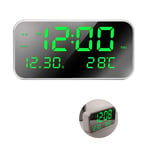 LED Digital Alarm Clock, Bedside Clock with 25 Optional Alarm Sounds, 3 speed Brightness Dimmer, Adjustable Alarm Volume, Mains Powered,Green