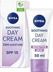 NIVEA Sensitive Day Cream 50ml, Face Cream and Moisturiser with SPF15